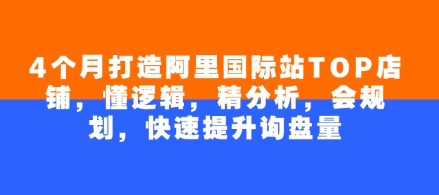 4个月打造出阿里巴巴国际TOP店面，懂逻辑性，精剖析，会整体规划，快速升级外贸询盘量-中创网_分享创业项目_互联网资源
