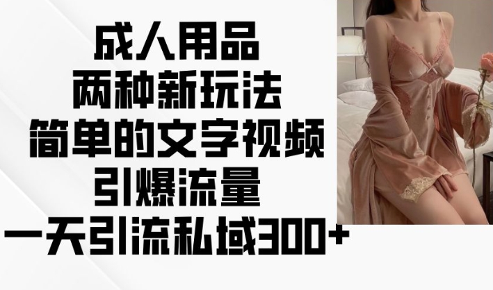 两性用品二种新模式，文字描述短视频引爆流量，一天引流方法公域300-中创网_分享创业项目_互联网资源