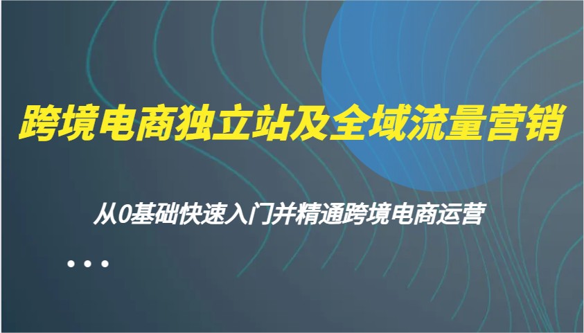 跨境电商电商独立站及全域流量营销推广，从0根本快速上手并熟练跨境电商运营-中创网_分享创业项目_互联网资源
