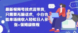 最新视频号技术流带货，只需要无脑话术，小白也能单场纯收入轻松日入多张+保姆级教程-中创网_分享创业项目_互联网资源