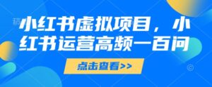 小红书虚拟项目，小红书运营高频一百问【文档】-中创网_分享创业项目_互联网资源