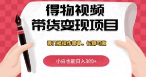 得物视频带货变现项目，零门槛操作简单，小白也能日入3张+，长期可做-中创网_分享创业项目_互联网资源
