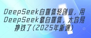 DeepSeek自媒体轻创业，用DeepSeek做自媒体，太容易挣钱了(2025年新课)-中创网_分享创业项目_互联网资源