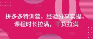 拼多多特训营，经验分享实操，课程时长拉满，干货拉满(更新25年4月)-中创网_分享创业项目_互联网资源