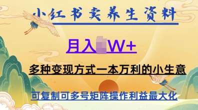 在小红书上卖养生资料，月入1w+，多种变现方式一本万利的小生意-中创网_分享创业项目_互联网资源