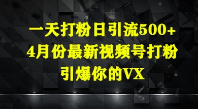 一天打粉日引流500+，4月份最新视频号打粉，引爆你的微信-中创网_分享创业项目_互联网资源