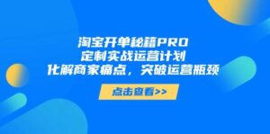 淘宝开单秘籍PRO，定制实战运营计划，化解商家痛点，突破运营瓶颈-中创网_分享创业项目_互联网资源