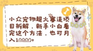 小众宠物超火赛道项目拆解，新手小白看完这个方法，也可月入过w-中创网_分享创业项目_互联网资源