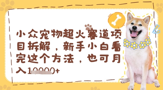 小众宠物超火赛道项目拆解，新手小白看完这个方法，也可月入过w-中创网_分享创业项目_互联网资源