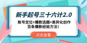 (14666期)新手起号三十六计2.0:账号定位+爆款选题+差异化创作,百条爆款经验方法!-中创网_分享创业项目_互联网资源