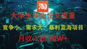 大学生毕业论文查重，暴利蓝海项目，月收入过1W+-中创网_分享创业项目_互联网资源