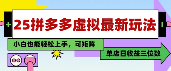 25最新拼多多虚拟电商，单店日入3位数，小白也能快速上手，保姆级教程-中创网_分享创业项目_互联网资源
