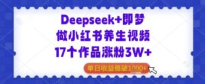 Deepseek+即梦做小红书养生视频17个作品涨粉3W+单日收益几张-中创网_分享创业项目_互联网资源
