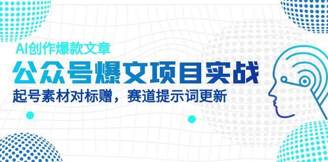 公众号爆文项目实战，AI创作爆款文章，起号素材对标赠（附赛道AI提示词）-中创网_分享创业项目_互联网资源