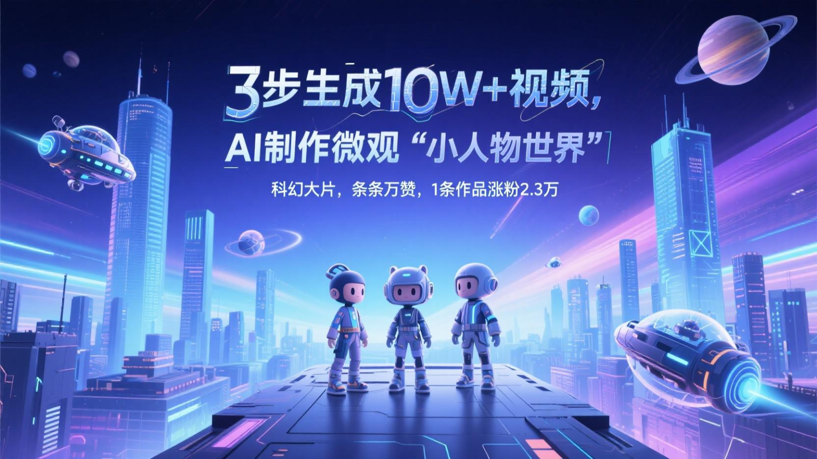 三步生成10W+视频，AI制作微观“小人物世界”科幻大片，条条万赞，1条作品涨粉2.3万-中创网_分享创业项目_互联网资源