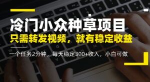 冷门小众种草项目，只需转发视频，每天就有稳定收益，无门槛，每天稳定3张+收入，小白可做-中创网_分享创业项目_互联网资源