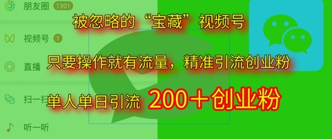 被忽略的“宝藏”视频号引流精准创业粉单人单日引流200+精准粉-中创网_分享创业项目_互联网资源