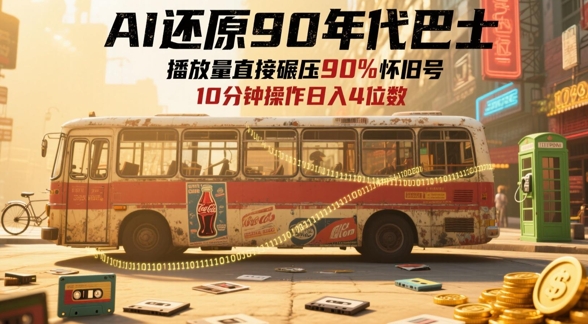 AI还原90年代巴士，一帧就让70后泪崩，播放量直接碾压90%怀旧号，每天操作十分钟，日入四位数-中创网_分享创业项目_互联网资源