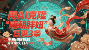 用AI克隆“唐朝胖妞”日更3条，平台疯狂推流，小白闭眼复制，当天见效，日入1k+-中创网_分享创业项目_互联网资源