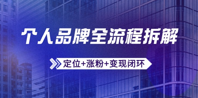 （14799期）个人品牌全流程拆解：定位+涨粉+变现闭环，微信生态运营与资源整合-中创网_分享创业项目_互联网资源