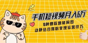 手机短视频月入6万，10种爆款题材构图，动静结合涨粉变现运营技巧-中创网_分享创业项目_互联网资源