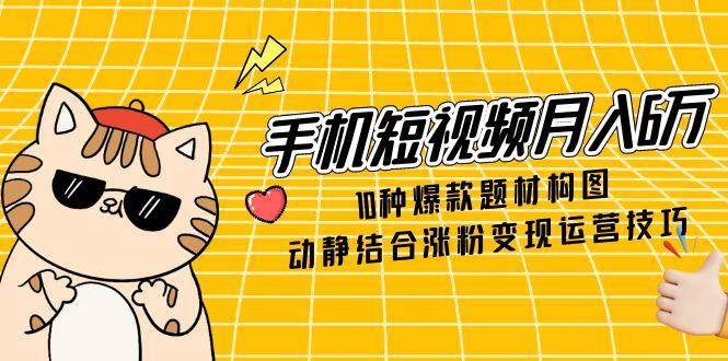 手机短视频月入6万，10种爆款题材构图，动静结合涨粉变现运营技巧-中创网_分享创业项目_互联网资源