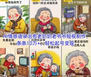 AI情感语录治愈老奶奶老爷爷短视制作，条条10万+，轻松起号变现-中创网_分享创业项目_互联网资源