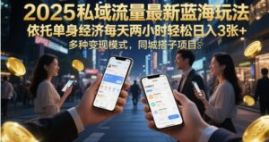 2025私域流量最新蓝海玩法，依托单身经济每天两小时轻松日入3张+，多种变现模式，同城搭子项目-中创网_分享创业项目_互联网资源