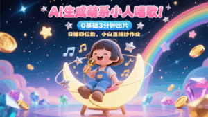 AI生成萌系小人唱歌!0基础3分钟出片,28个作品涨粉9万,日赚四位数,小白直接抄作业-中创网_分享创业项目_互联网资源