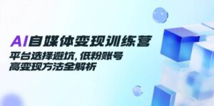AI自媒体变现训练营，平台选择避坑，低粉账号高变现方法全解析-中创网_分享创业项目_互联网资源
