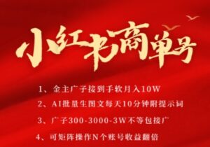 小红书商单号，AI轻松制作PLOG图文，商单接到手软3张-3k一条，每天轻松十分钟，矩阵n个账号，月入几个W-中创网_分享创业项目_互联网资源
