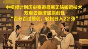 中视频计划历史赛道最新无脑搬运技术，双重去重增加原创性，百分百过原创，轻松日入2张-中创网_分享创业项目_互联网资源