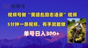 视频号做“奥德彪”经典语录，小白轻松上手，单人单号日入3张+-中创网_分享创业项目_互联网资源