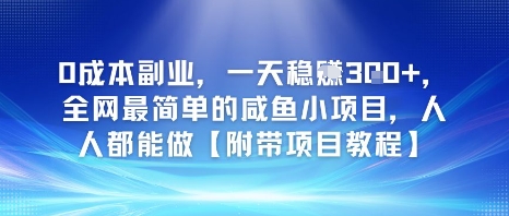 0成本副业，一天稳入3张，全网最简单的咸鱼小项目，人人都能做【附带项目教程】-中创网_分享创业项目_互联网资源