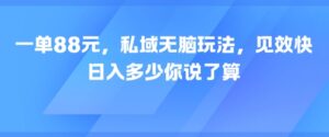 一单88元，私域无脑玩法，见效快，日入多少你说了算-中创网_分享创业项目_互联网资源