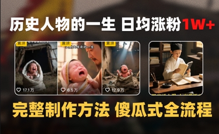 历史人物的一生 日均涨粉1W+，完整制作方法 傻瓜式全流程-中创网_分享创业项目_互联网资源