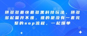 拼多多最快最多黑科技玩法，拼多多起量并不难，难的是没有一套完整的sop流程，一起爆单（更新6月）-中创网_分享创业项目_互联网资源