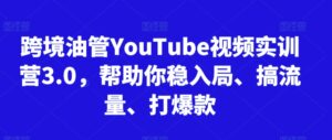 跨境油管YouTube视频实训营3.0，帮助你稳入局、搞流量、打爆款（更新2025）-中创网_分享创业项目_互联网资源