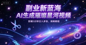 副业新蓝海，AI生成璀璨星河视频，剪辑5分钟日入多张，保姆教程-中创网_分享创业项目_互联网资源