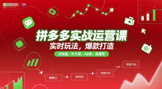 拼多多实战运营课，实时玩法，爆款打造，改销量，补大单，AB单，直播等（更新2025月）-中创网_分享创业项目_互联网资源