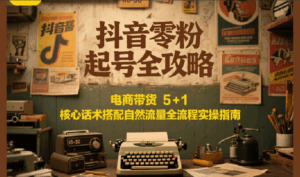 抖音零粉起号全攻略：电商带货 5+1 核心话术搭配自然流量全流程实操指南-中创网_分享创业项目_互联网资源