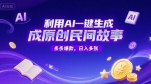 利用AI一键生成原创民间故事，无限制生成，条条爆款，日入多张-中创网_分享创业项目_互联网资源
