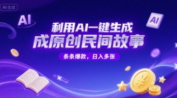 利用AI一键生成原创民间故事，无限制生成，条条爆款，日入多张-中创网_分享创业项目_互联网资源
