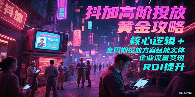 抖加高阶投放黄金攻略：核心逻辑全周期投放方案赋能实体企业流量变现 ROI 提升-中创网_分享创业项目_互联网资源