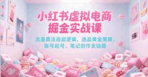 小红书虚拟电商掘金实战课,流量算法底层逻辑,选品黄金策略, 起号,笔记创作全链路-中创网_分享创业项目_互联网资源