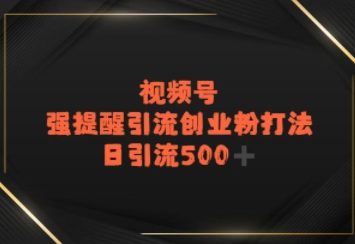 视频号强提醒引流，日引流500+精准创业粉？-中创网_分享创业项目_互联网资源