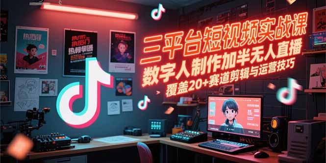 （15265期）三平台短视频实战课，数字人制作加半无人直播，覆盖20+赛道剪辑与运营技巧-中创网_分享创业项目_互联网资源