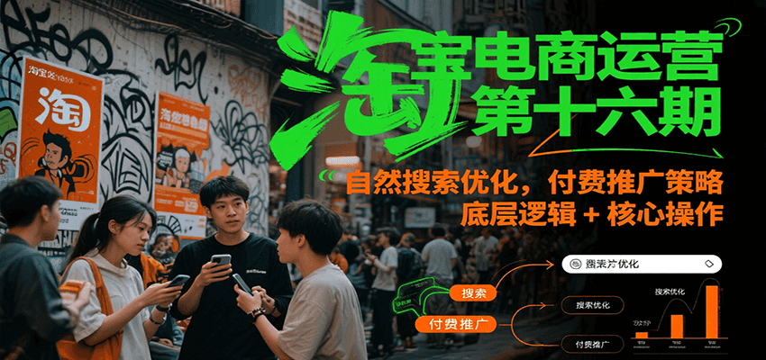 淘宝电商运营第十六期，自然搜索优化，付费推广策略，底层逻辑+核心操作-中创网_分享创业项目_互联网资源