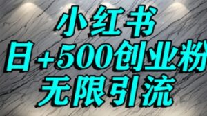 小红书无限引流创业粉，单人操作日引500+精准创业粉-中创网_分享创业项目_互联网资源