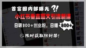 （15313期）首富圈内部曝光小红书垂直图文引流新课，日吸300+创业粉，日赚800+，限…-中创网_分享创业项目_互联网资源